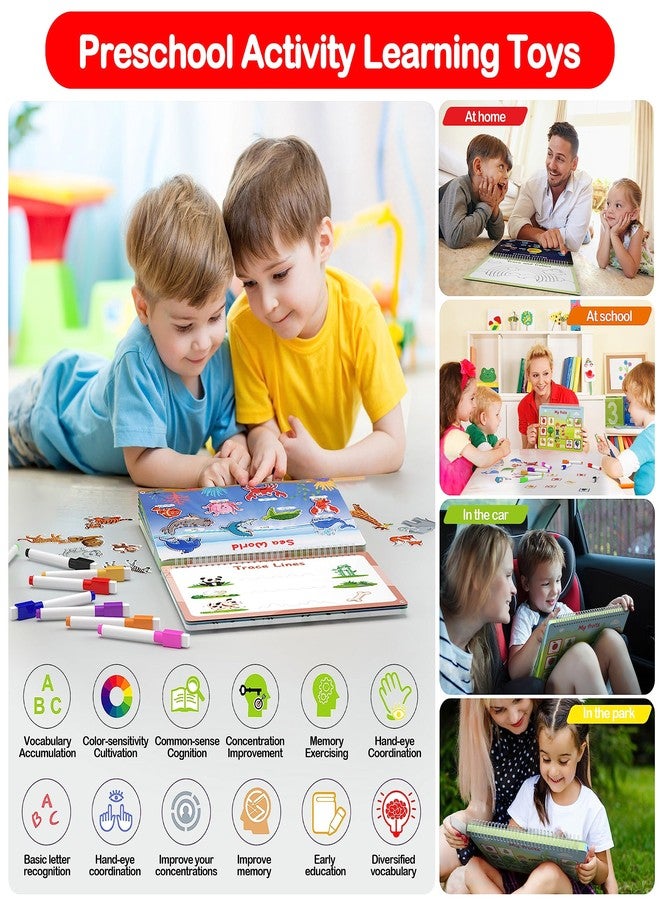 WJPC 53 Designs Busy Book for Toddlers 1,2,3,4,5,6 Years. Preschool Learning Busy Board Kids Boys&Girls Quiet Montessori Toddler Activity Book, Tracing Coloring Book - Image 3
